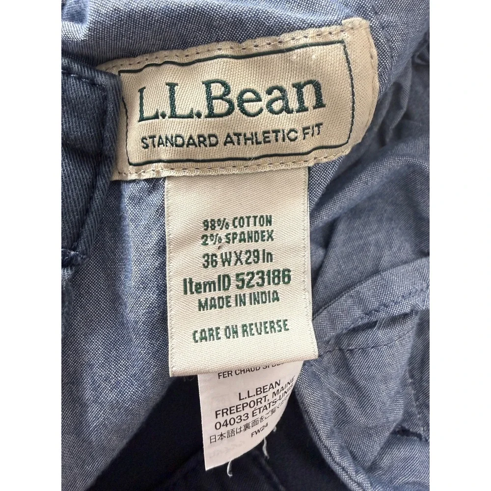 L.L.Bean Size 36x29 Standard Athletic Fit Chino Pants Navy Blue Long Mens